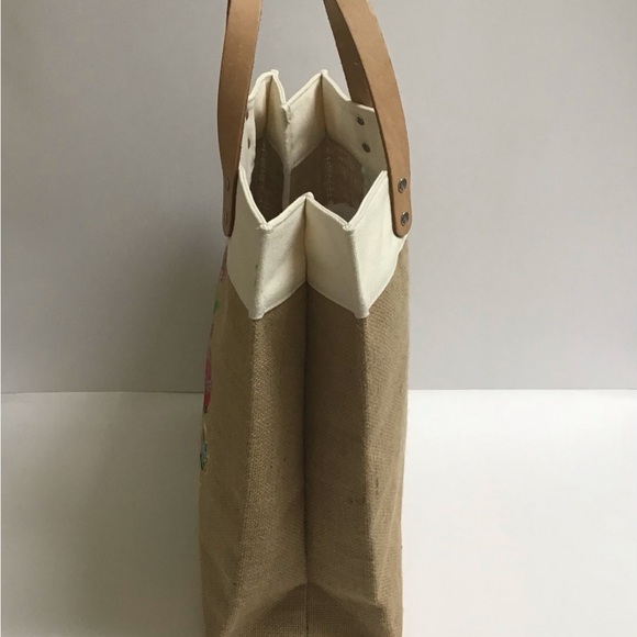 Brighton Lovebirds Floral Jute Canvas w/Leather Handles Tote Bag NEW - Picture 15 of 16